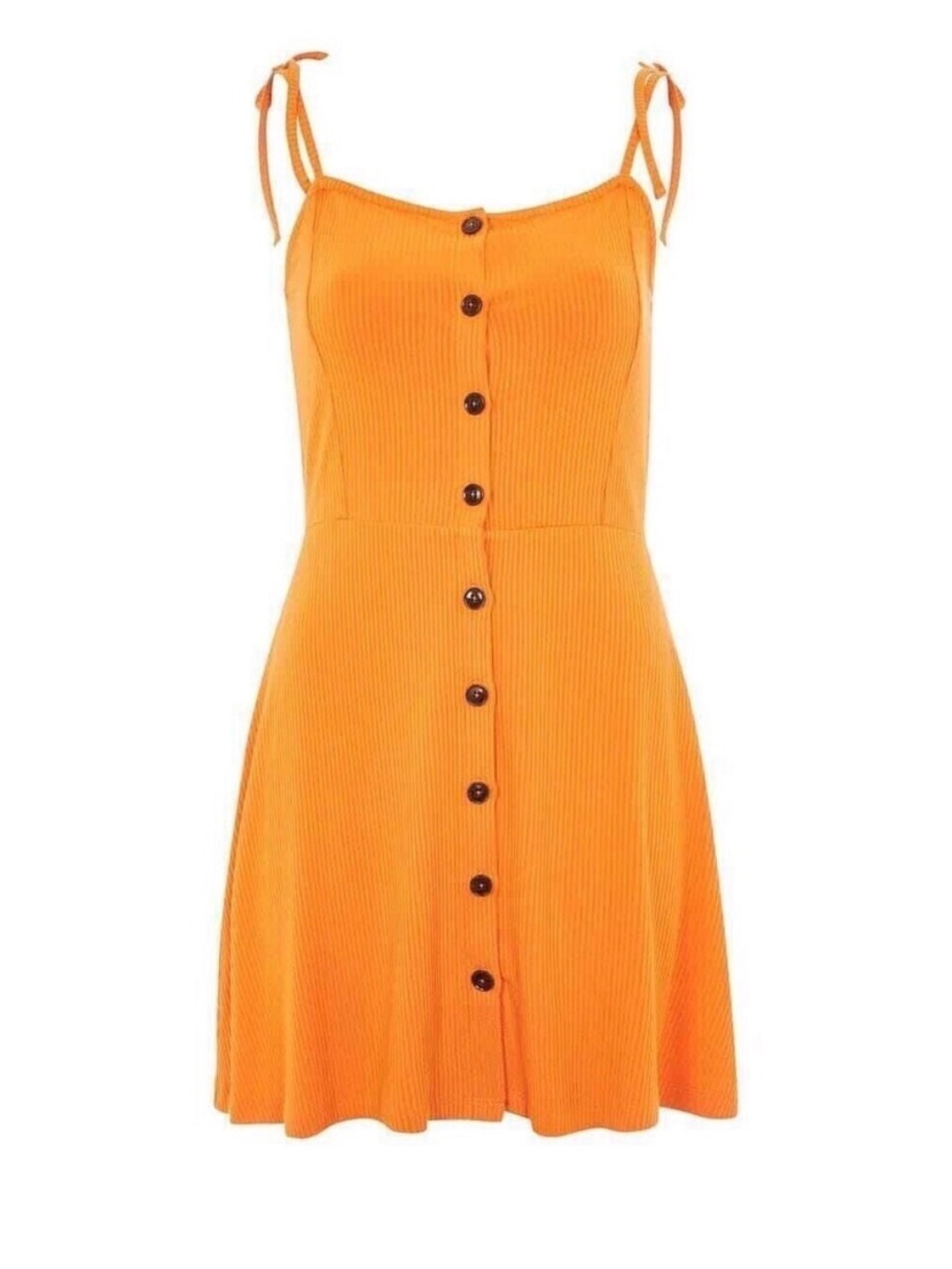 Topshop Pink Button-Front Tie-Strap Ribbed Mini Dress - Picture 8 of 8
